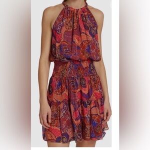 A.L.C. Silk Dress Sz 4 Cory Paisley Halter Sleeveless Mini Dress $495